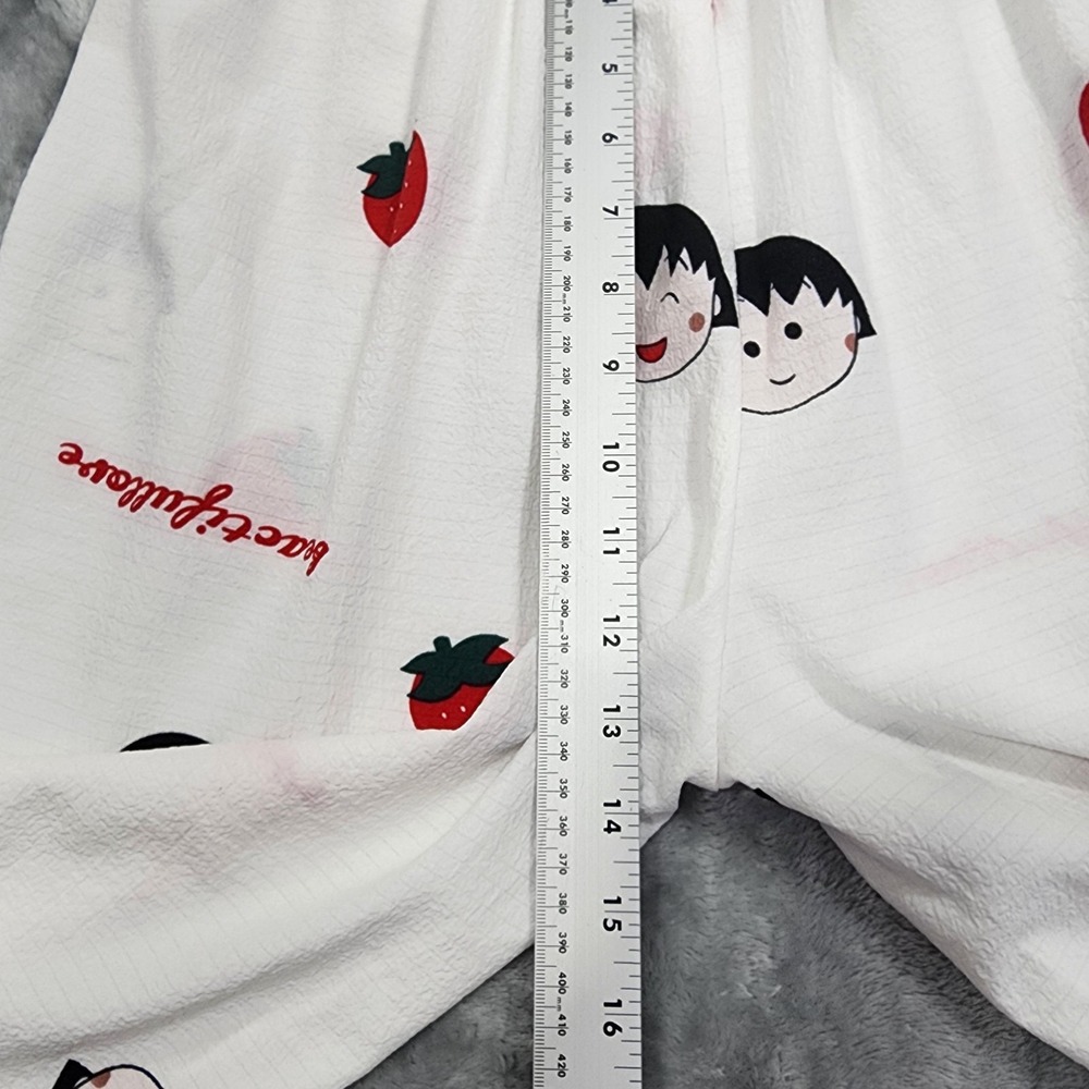 Pajama Set Womens 4 White Red Strawberry Button Front‎ Long Sleeve Two Piece - Picture 12 of 15